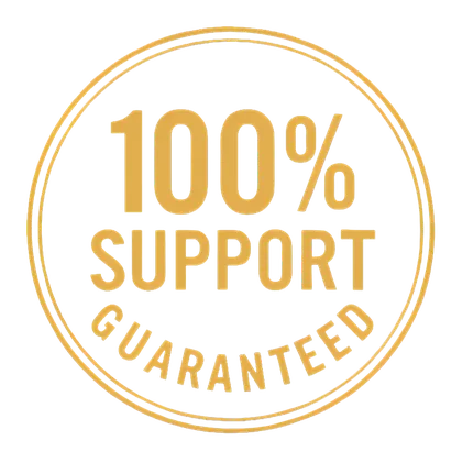 100% support guaranteed seal